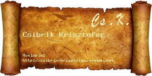 Csibrik Krisztofer névjegykártya
